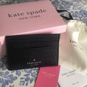 NWT Kade Spade Black Glitter Card holder